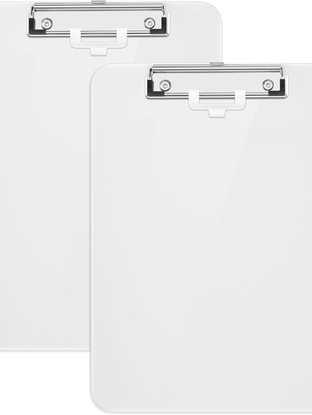 Plastic Clipboard with Pen Holder Set of 2, White 8.5x11 Clip Board